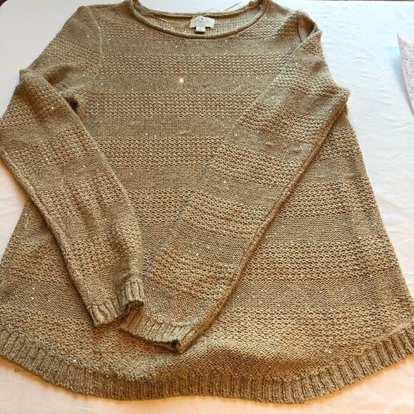St. John's Bay Long Sparkly Pullover Sweater Tan Large - Picture 5 of 5